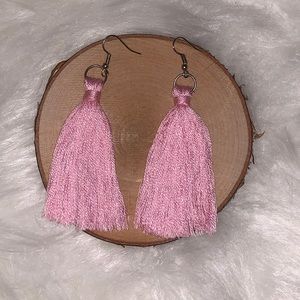 Tassel Drop Earrings in Very Light Cranberry Color